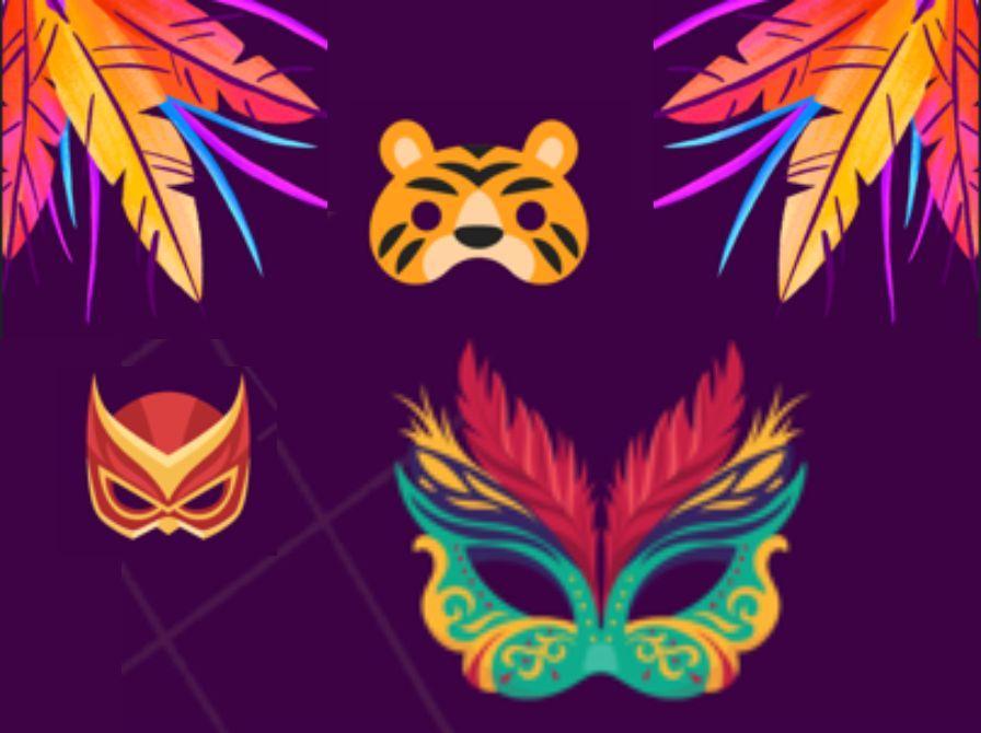 Masker på lilla baggrund